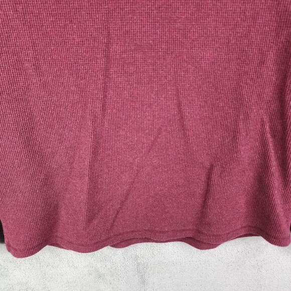 Mens Burgundy Members Mark Thermal Henley Shirt Long Sleeve Size M - Picture 3 of 11
